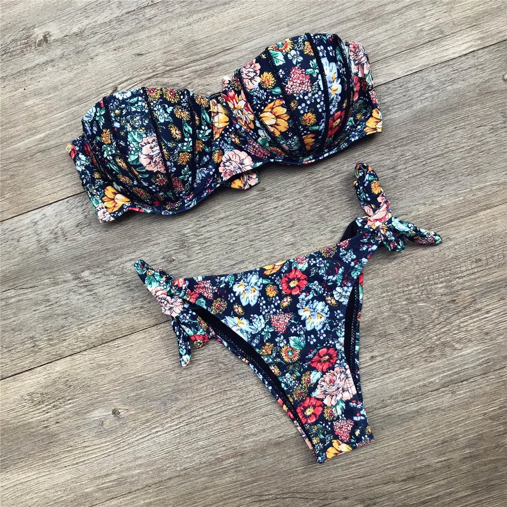Bandeau Floral Print Bikini