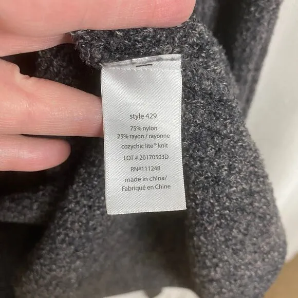 Barefoot Dreams Dark Gray Cozychic Lite Ribbed Robe Sz.2(M)