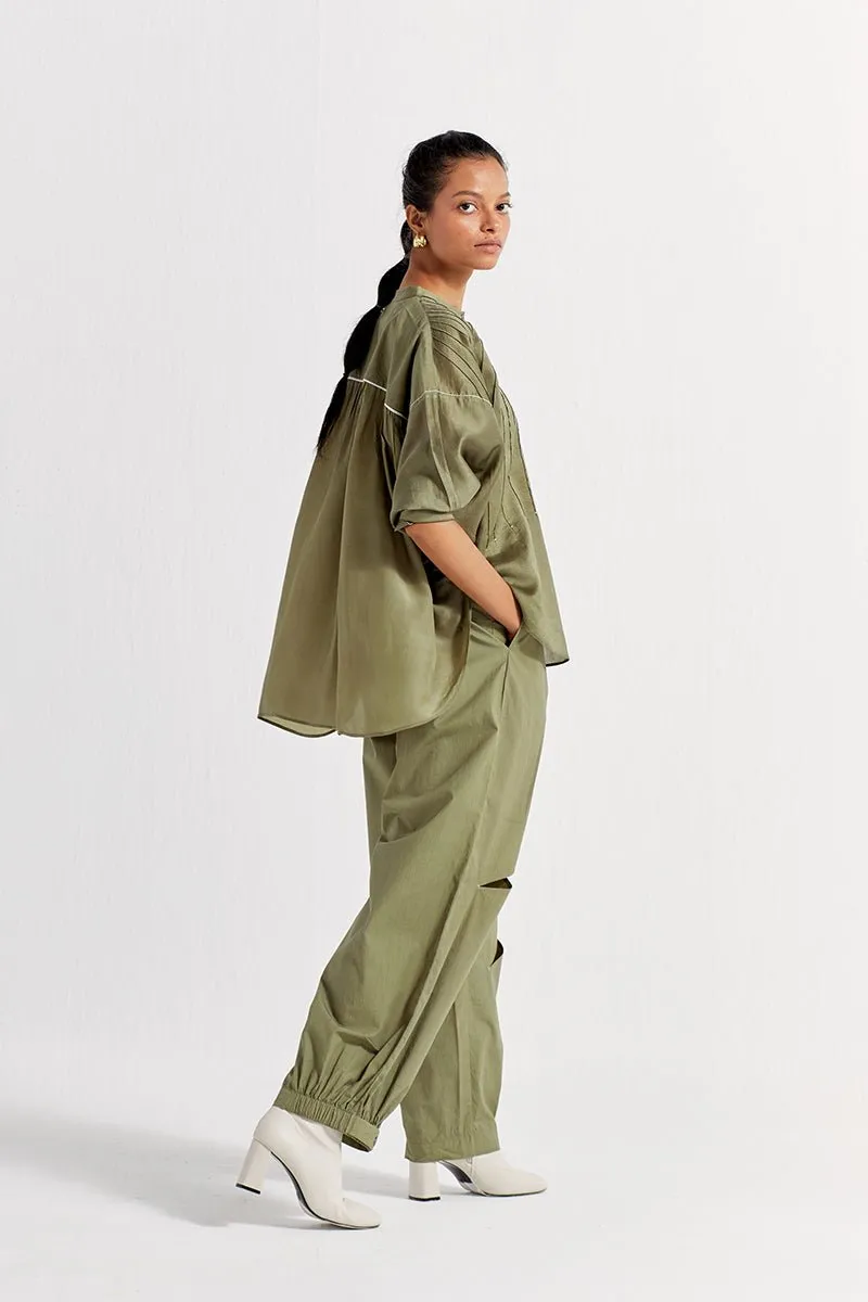 Bat Sleeve Top - Sap Green