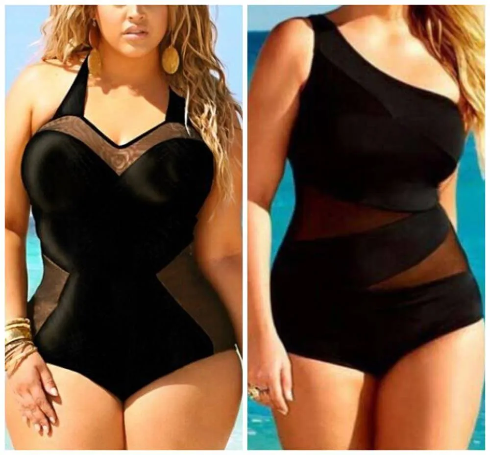 Bathing Suit Swimwear Swimsuit Plus Size Black One Piece Womens