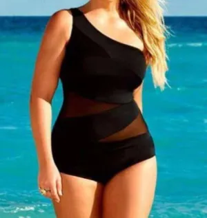 Bathing Suit Swimwear Swimsuit Plus Size Black One Piece Womens