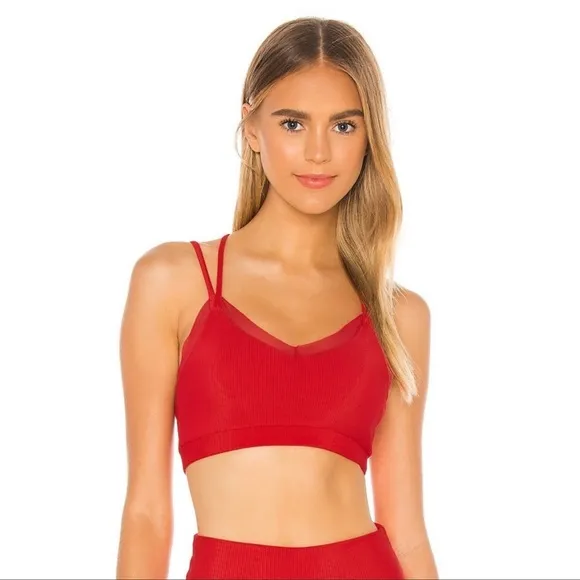 BEACH RIOT Aria Sports Bra in Red Size Large