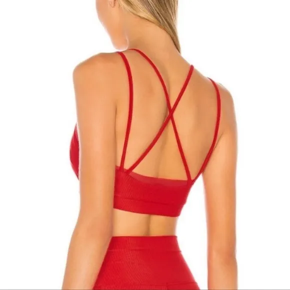 BEACH RIOT Aria Sports Bra in Red Size Large