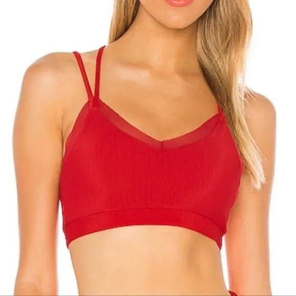 BEACH RIOT Aria Sports Bra in Red Size Large