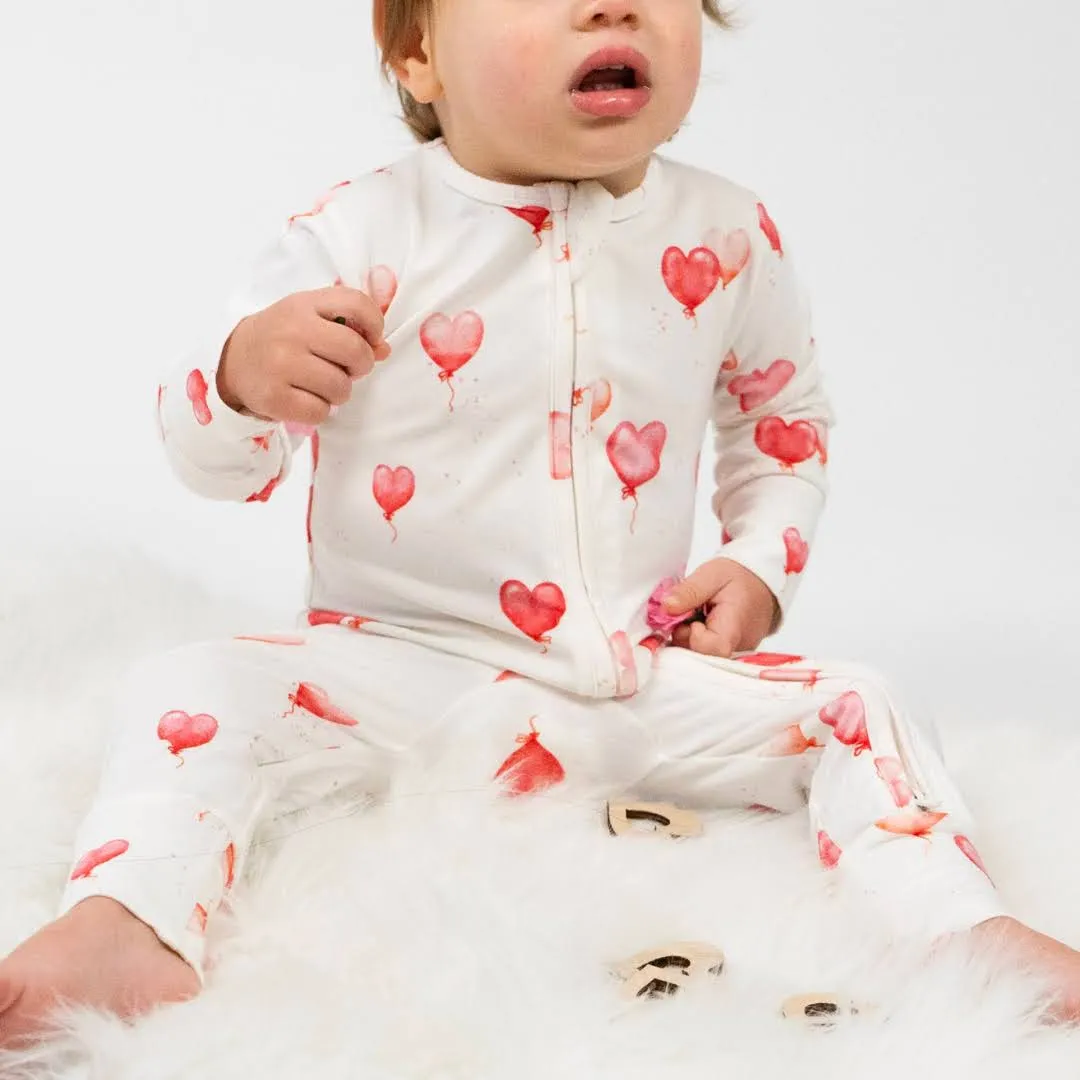 Belan.J Baby Girls Zipper Sleeper - Heart Balloons