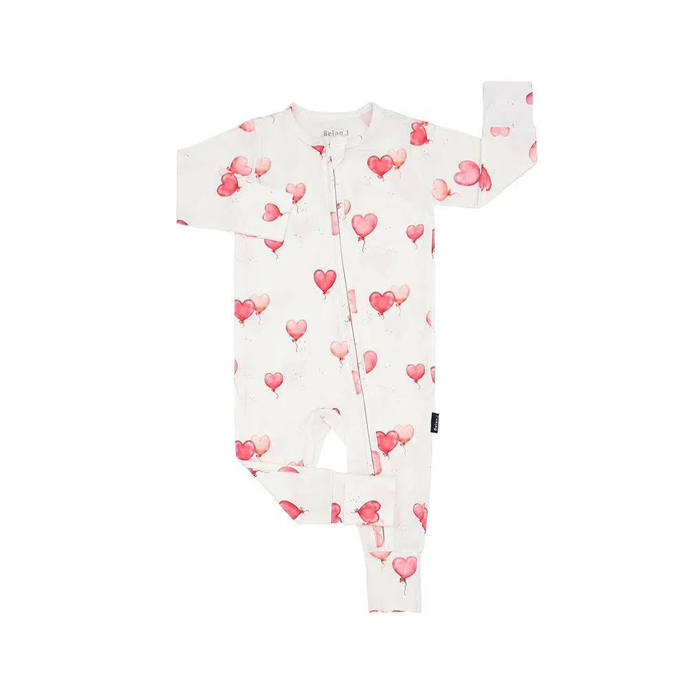 Belan.J Baby Girls Zipper Sleeper - Heart Balloons