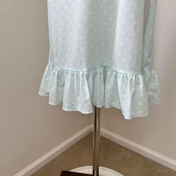 Betsey‎ Johnson Swiss Dot Smocked Waist Midi Slip Dress Night Gown Size Medium
