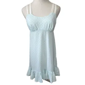 Betsey‎ Johnson Swiss Dot Smocked Waist Midi Slip Dress Night Gown Size Medium