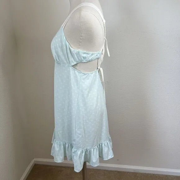 Betsey‎ Johnson Swiss Dot Smocked Waist Midi Slip Dress Night Gown Size Medium