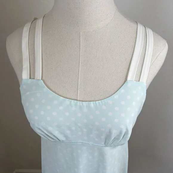 Betsey‎ Johnson Swiss Dot Smocked Waist Midi Slip Dress Night Gown Size Medium