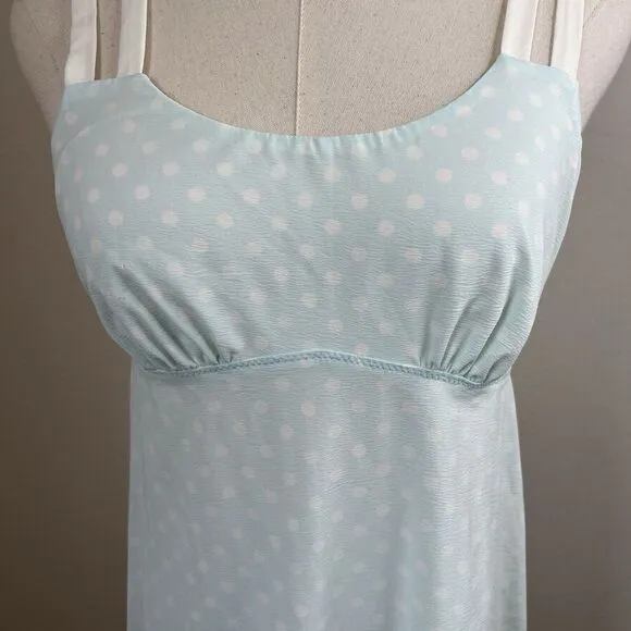 Betsey‎ Johnson Swiss Dot Smocked Waist Midi Slip Dress Night Gown Size Medium