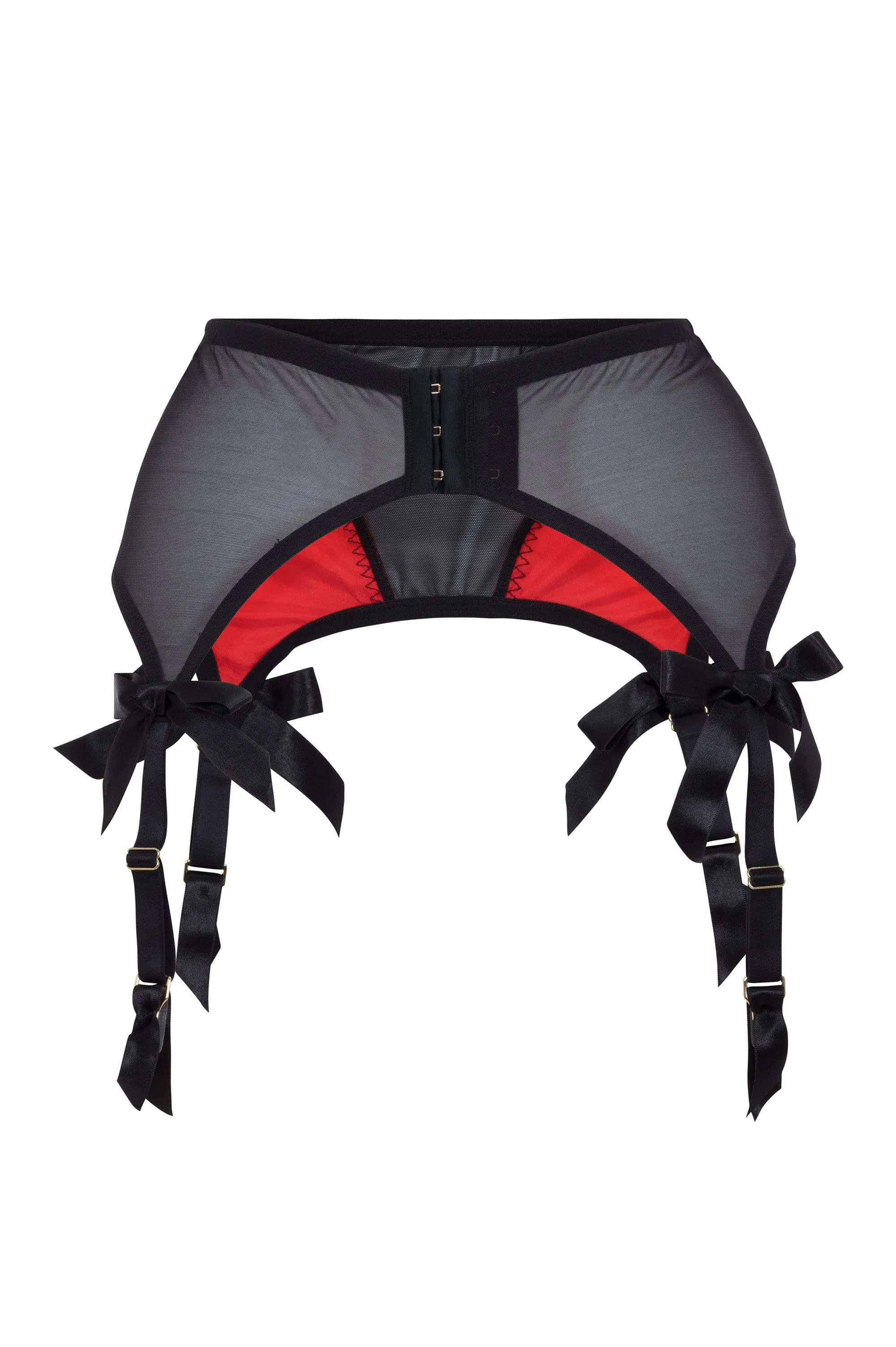 Bettie Page Red/Black 4 Strap Suspender Belt