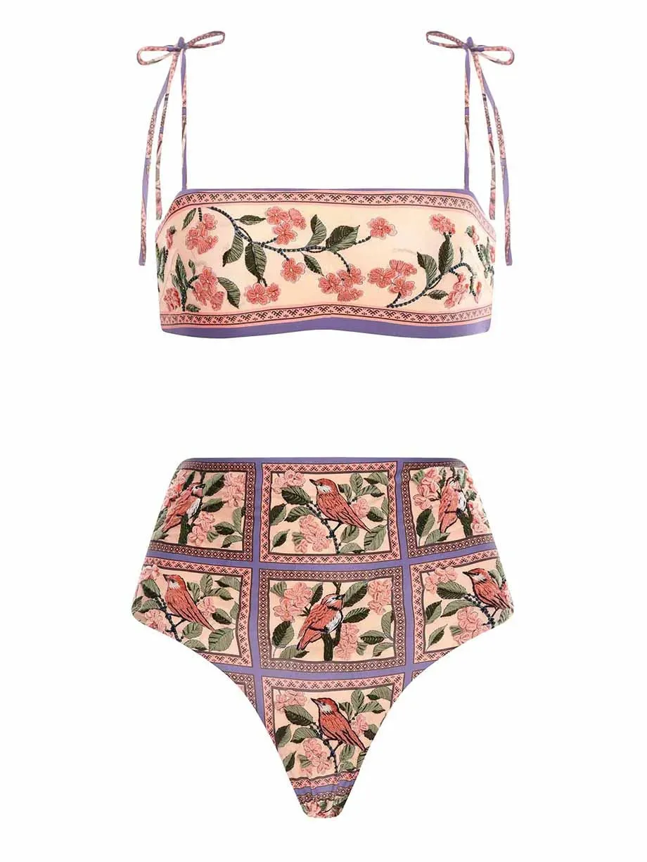 Bikini Swimwear Summer Flower & Bird Design