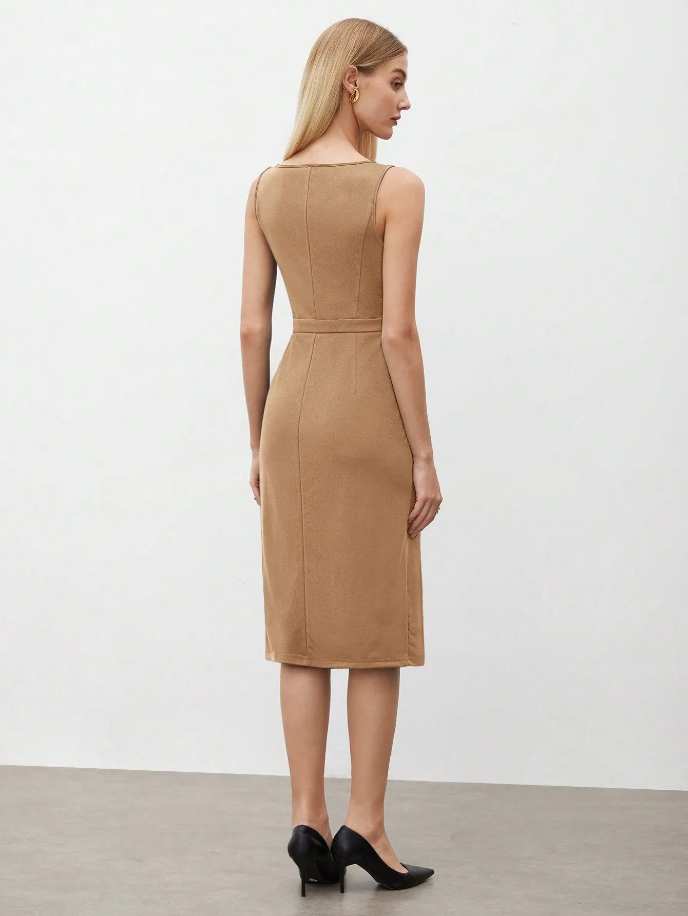 BIZwear Ladies' Solid Color Split Dress