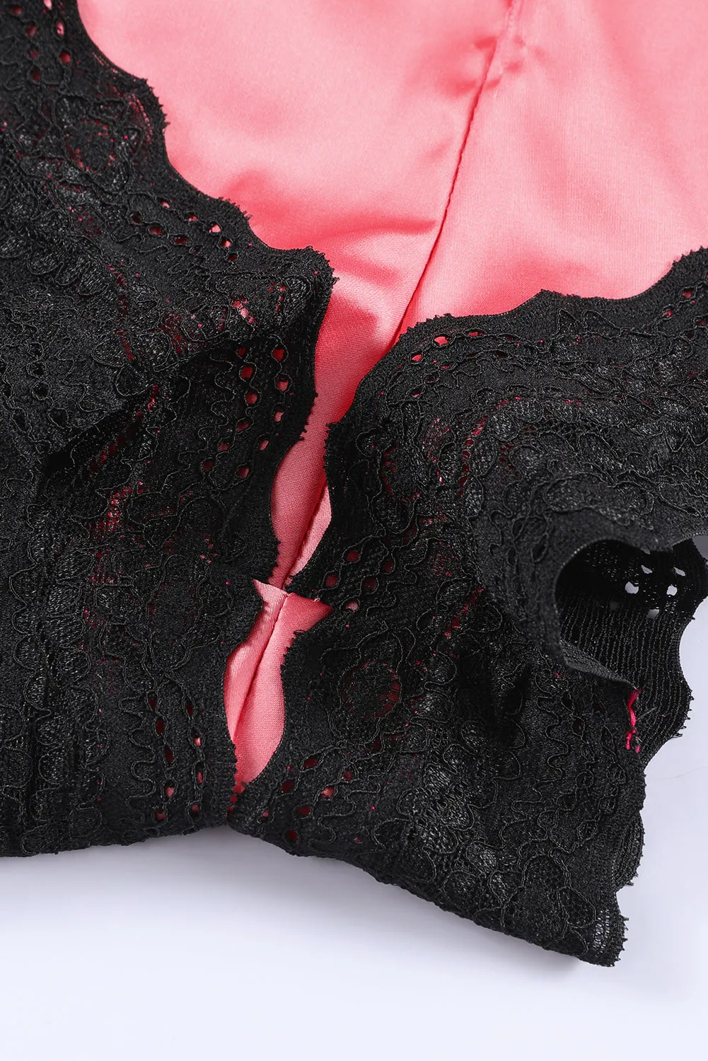Black 2Pcs Lace Spaghetti Straps Lingerie Set