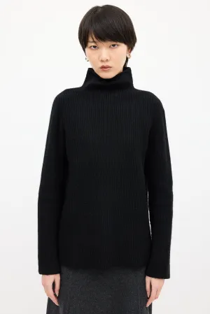 Black Cashmere & Wool Mock Sweater