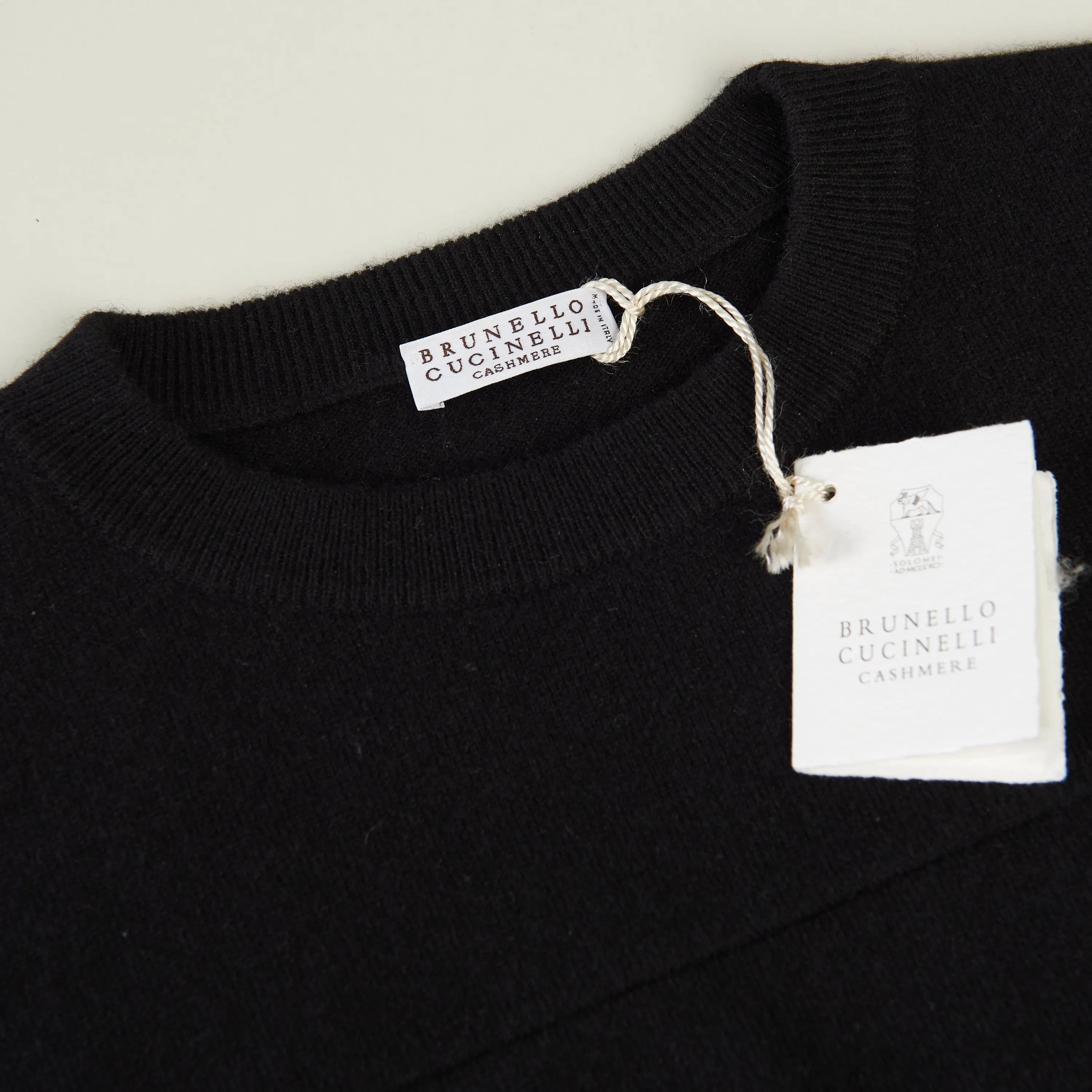 Black Cropped Sweater - Monili Embroidery - Cashmere