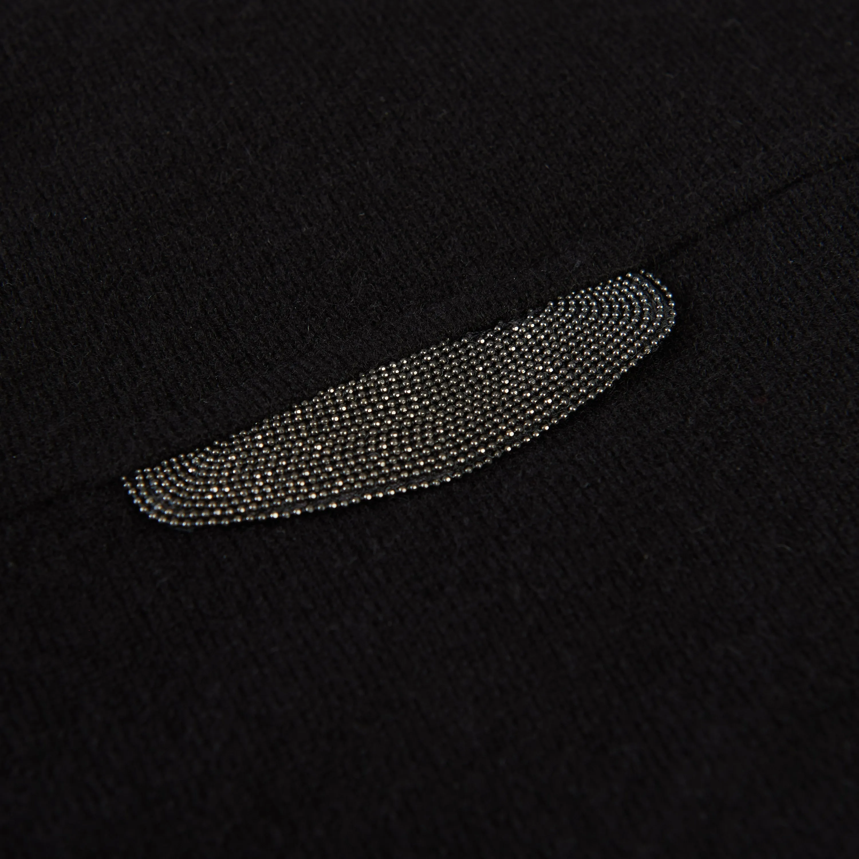 Black Cropped Sweater - Monili Embroidery - Cashmere