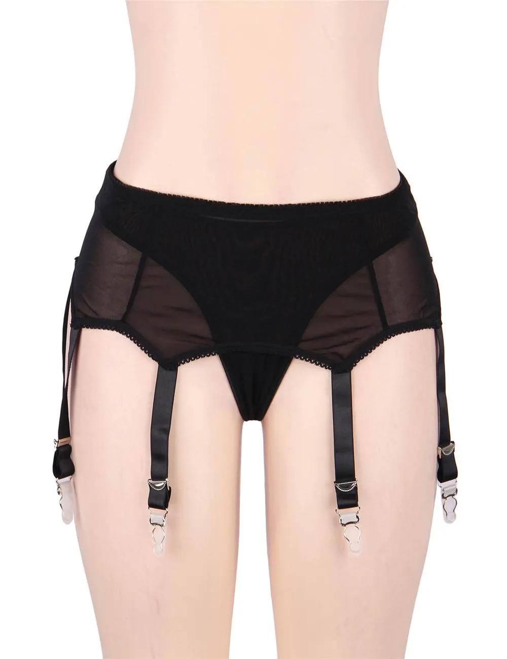 Black Sexy Lace Garter Panty