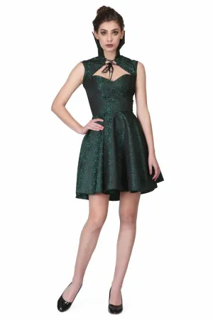 Black short sleeveless high caller gothic dress