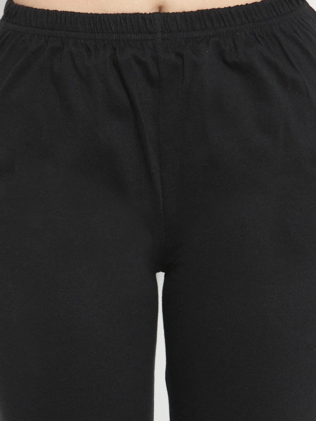 Black Solid Cotton Night Suit for Women | S-XL | Claura