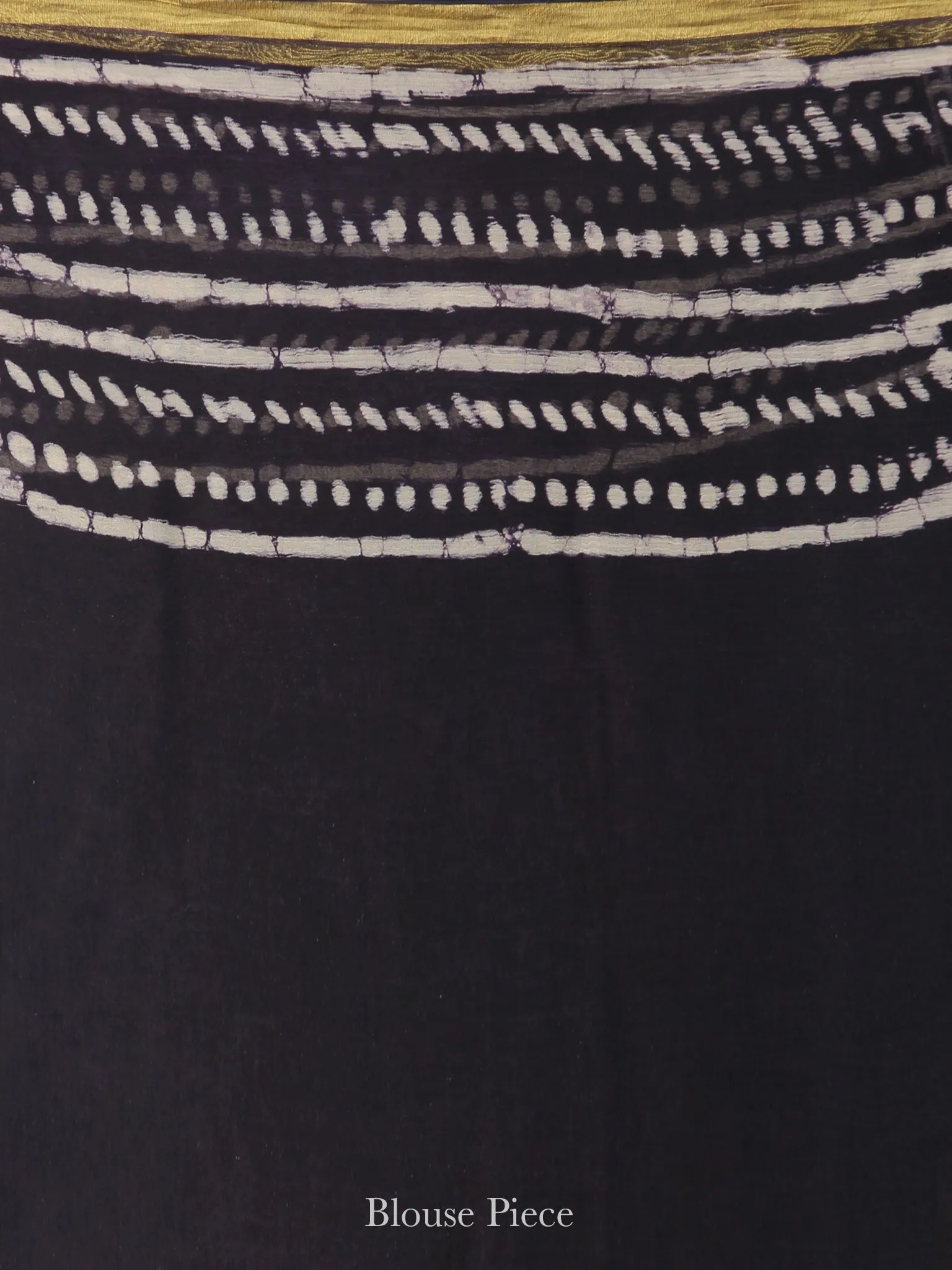 Black White Hand Block Printed Chiffon Saree with Zari Border - S031704552