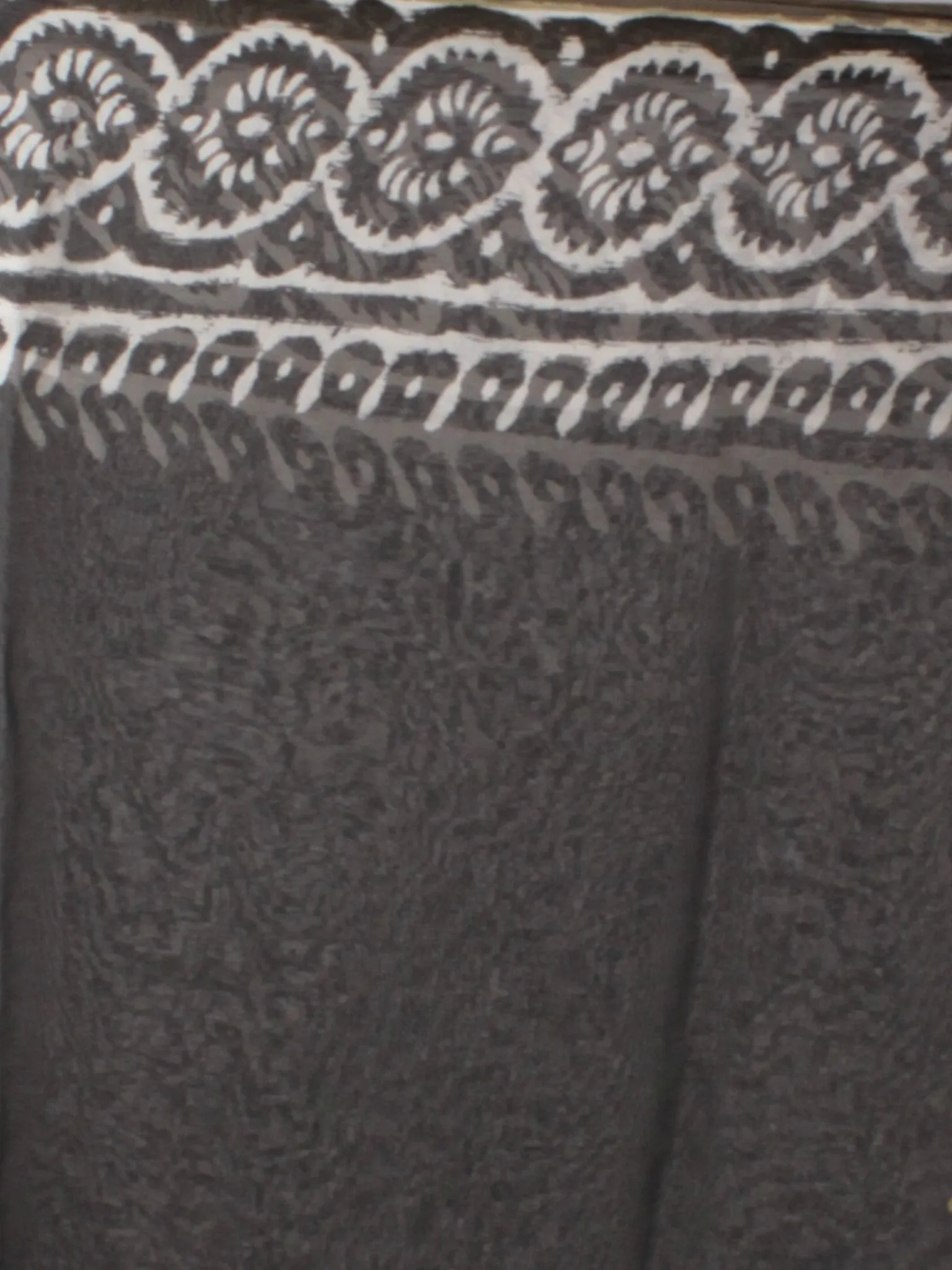 Black White Orange Green Red Hand Block Printed Chiffon Saree - S031701826