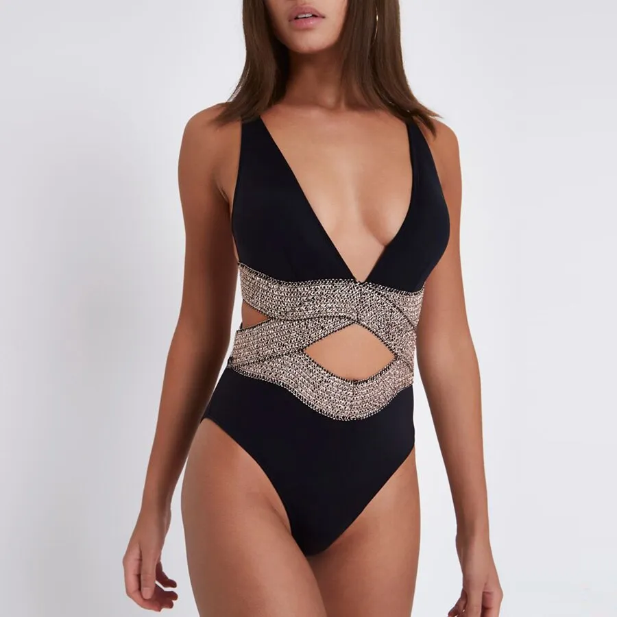 Bling Bling Golden Blet One Piece Swimsuit