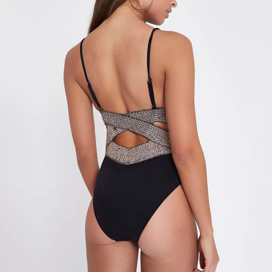 Bling Bling Golden Blet One Piece Swimsuit