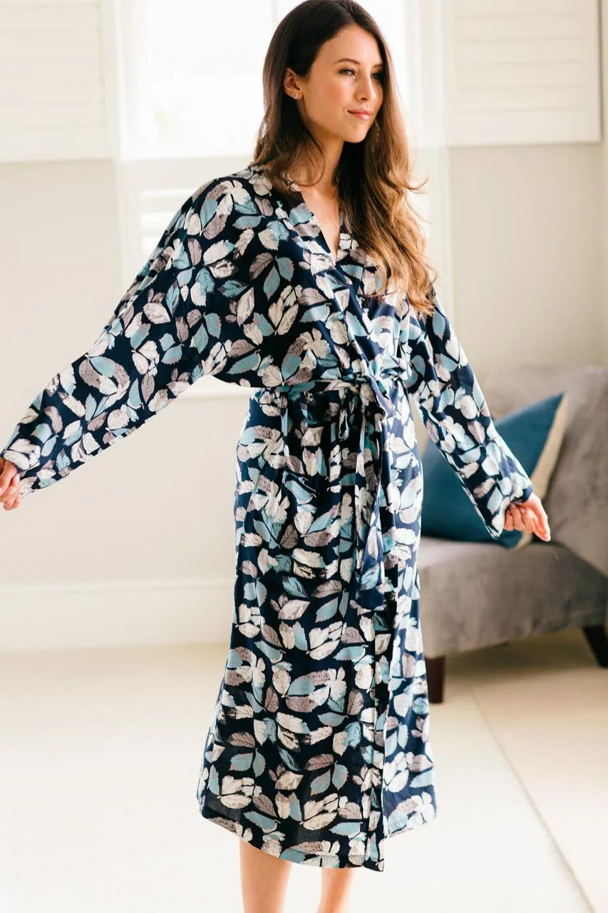 Blissful Blues | Kimono | Navy Leaf