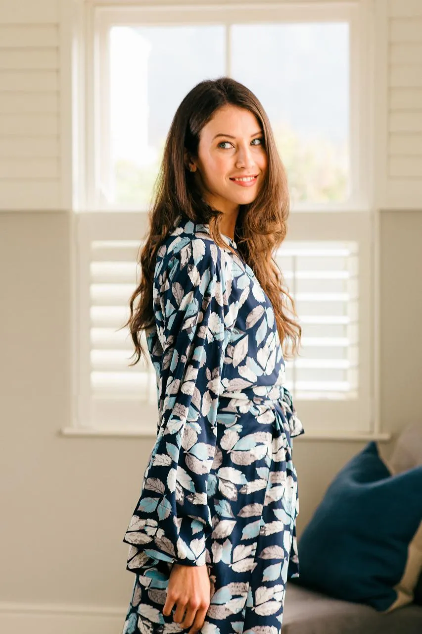 Blissful Blues | Kimono | Navy Leaf