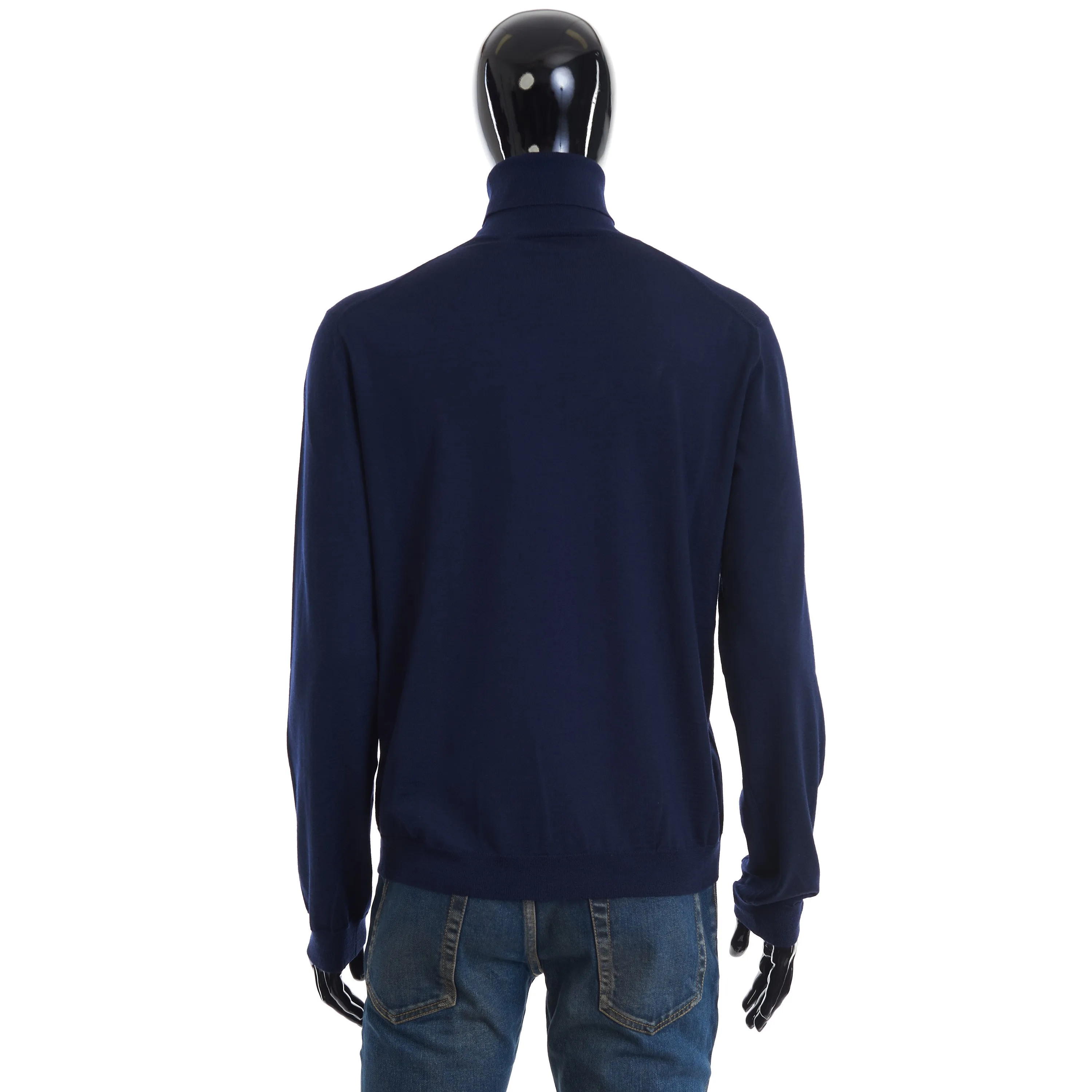 Blue Cashmere Roll Neck Sweater