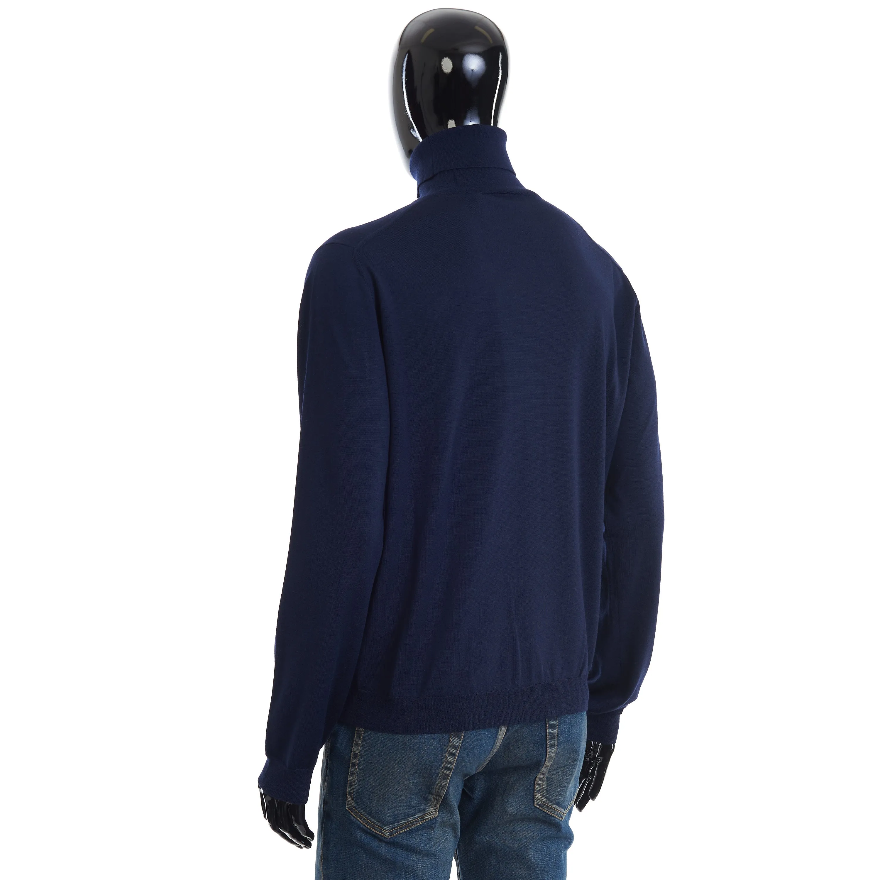 Blue Cashmere Roll Neck Sweater