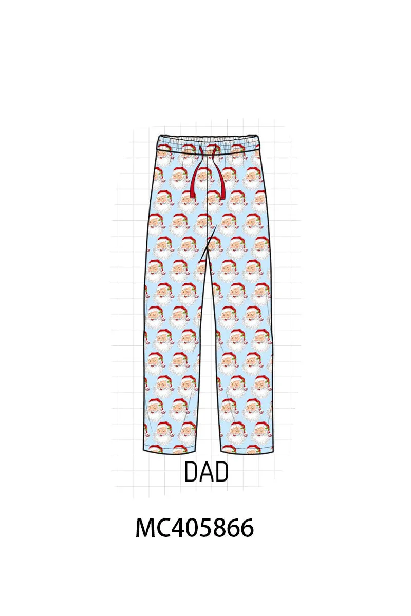 Blue Christmas Santa Claus Men Pajamas Pants
