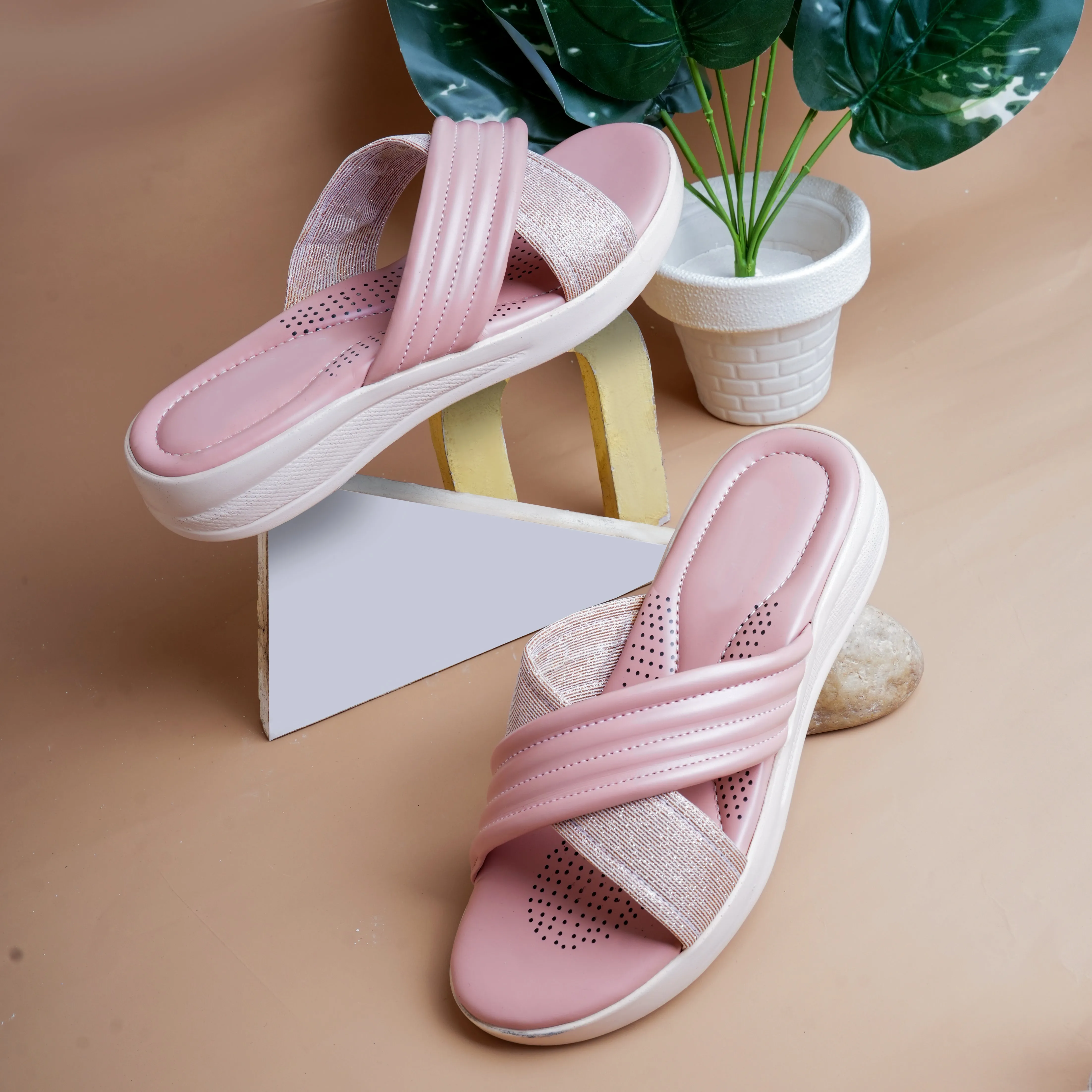 Blush Elegance High Sole Flat - Pink