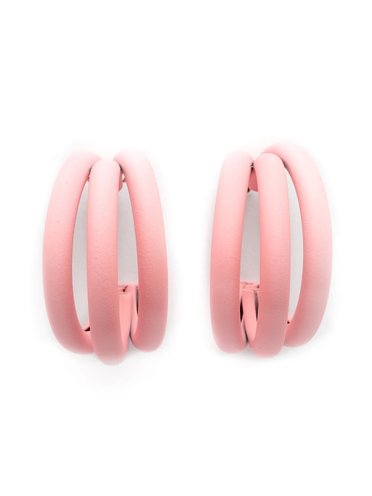 Bohey by KARATCART Matte Finish Baby Pink Half Hoop Earrings