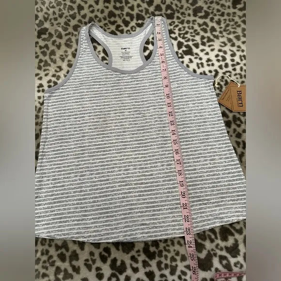 Born Sleepwear 2 Piece Super Soft Stripe Pajama Set Tank Shirts Gray Size Medium