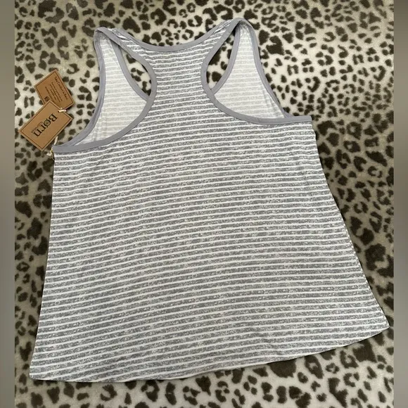 Born Sleepwear 2 Piece Super Soft Stripe Pajama Set Tank Shirts Gray Size Medium