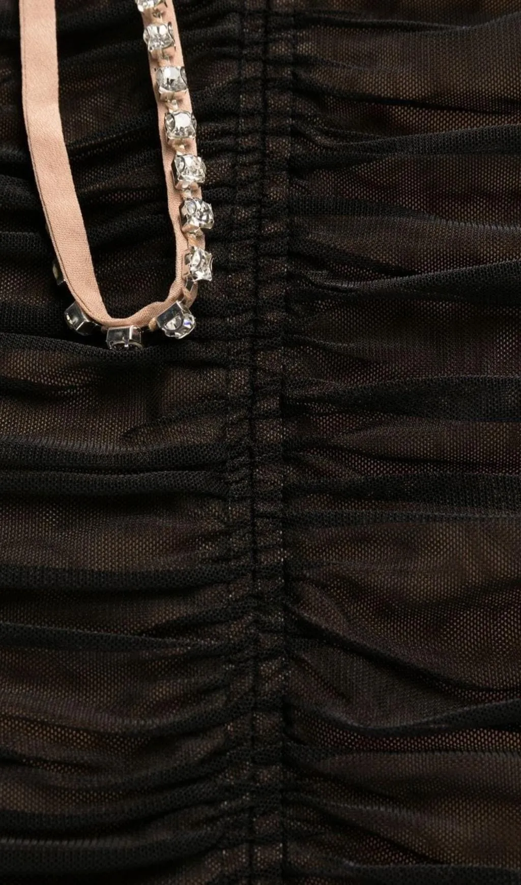 BOW POWER MESH MIDI DRESS IN BLACK