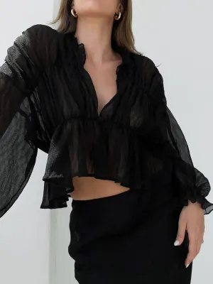 Bretane® | Chiffon Blouse With Ruffle Details