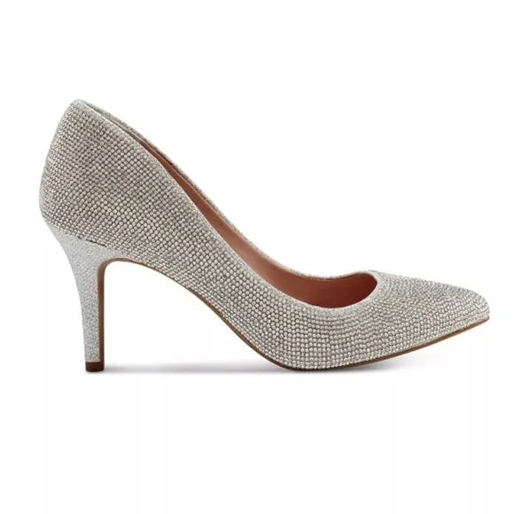 Bridal Wedding Special Event Elegant Rhinestone Crystals Heels • size 7.5