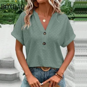 Brie® | Women'S Blouse With V-Neck And Buttons