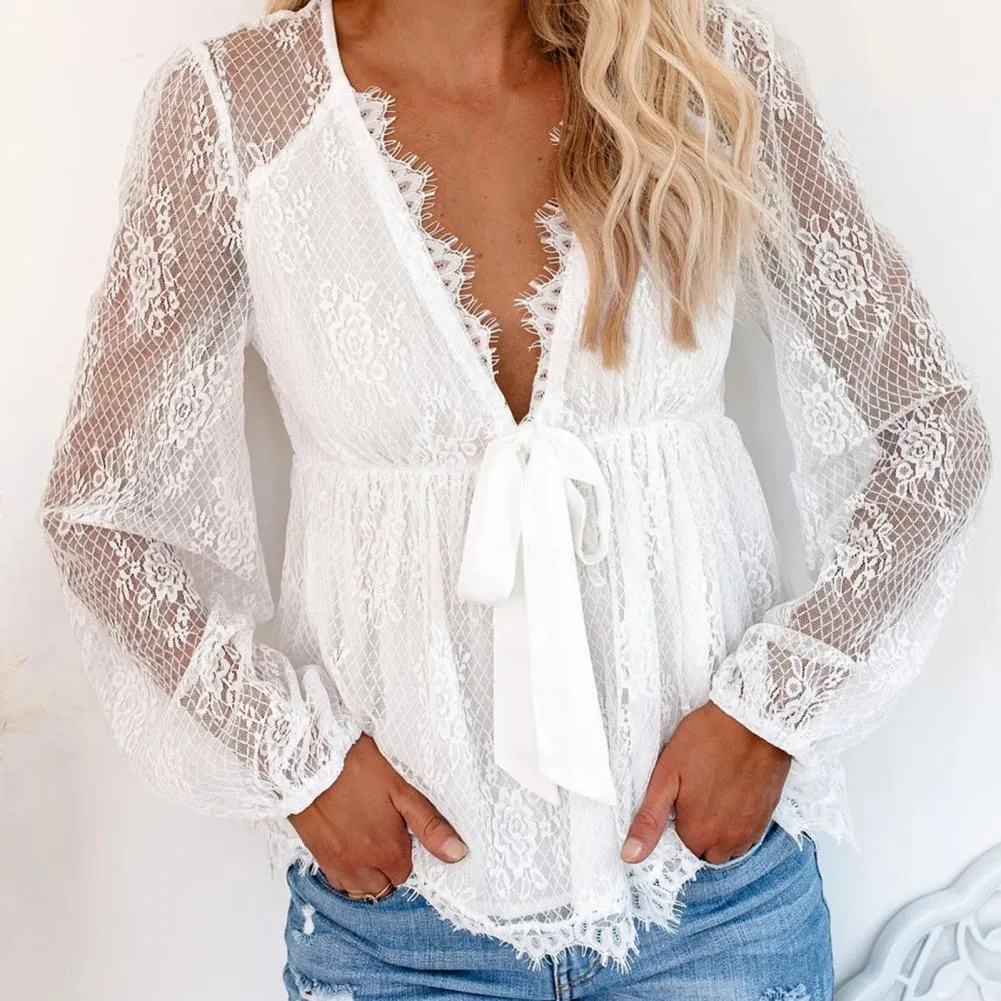 Brookey® | Beautiful Lace Blouse With A Deep V-Neck