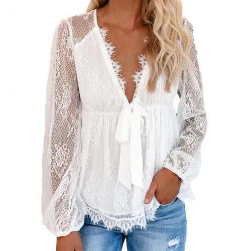 Brookey® | Beautiful Lace Blouse With A Deep V-Neck