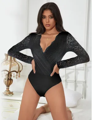 Brushed Lace Long Sleeve Bodysuit Egypt