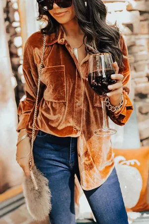 Bryen® | Velvet Blouse With Button Closure And Pockets
