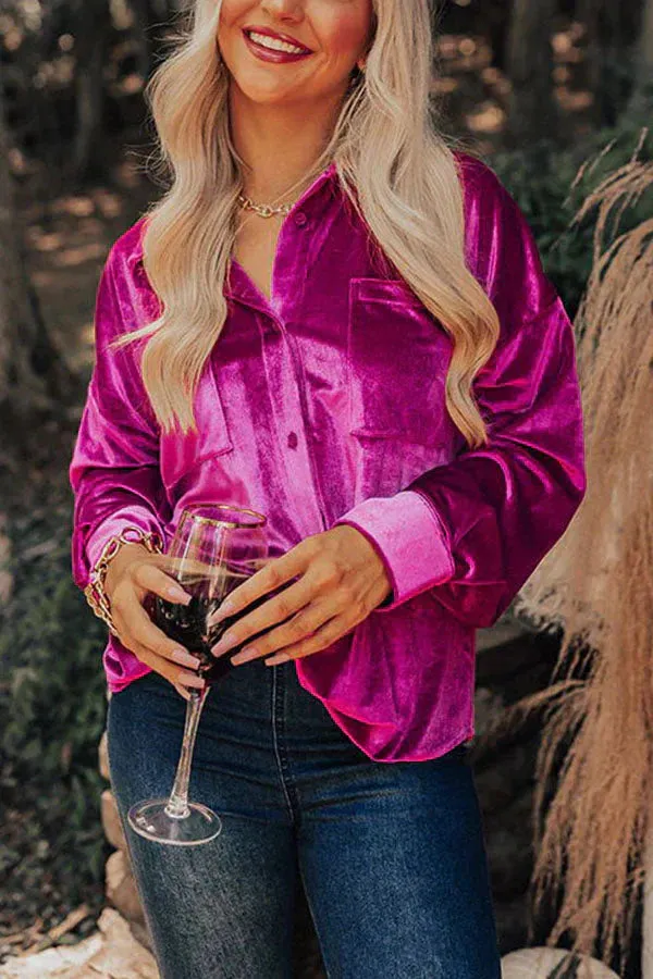 Bryen® | Velvet Blouse With Button Closure And Pockets