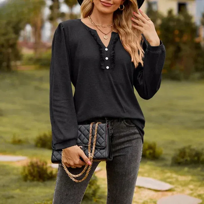 Bryher® | Loose Blouse With Ruffles And Buttons