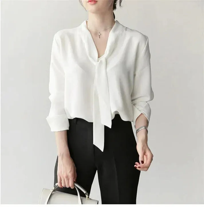Bryndal® | Women Bow Tie Long Sleeve Blouse