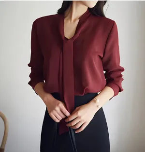 Bryndal® | Women Bow Tie Long Sleeve Blouse
